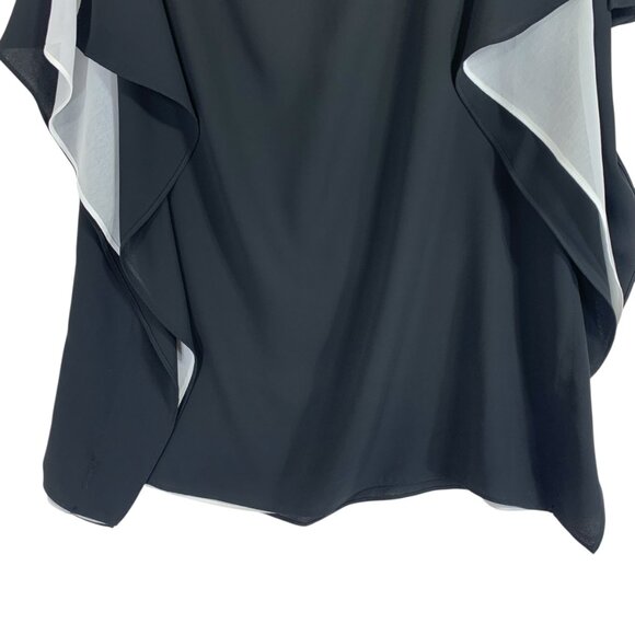 Batwing Sleeve Top blouse  Anne Klein SZ 16 Black/white  Split Sleeve flutter - Picture 5 of 15